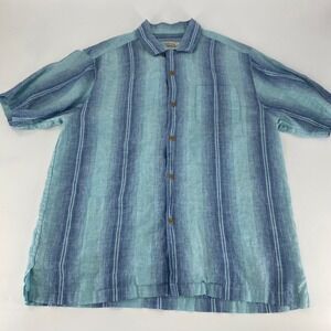 Tommy Bahama‎ Mens Linen Blend Striped Short Sleeve Button Up Shirt L G